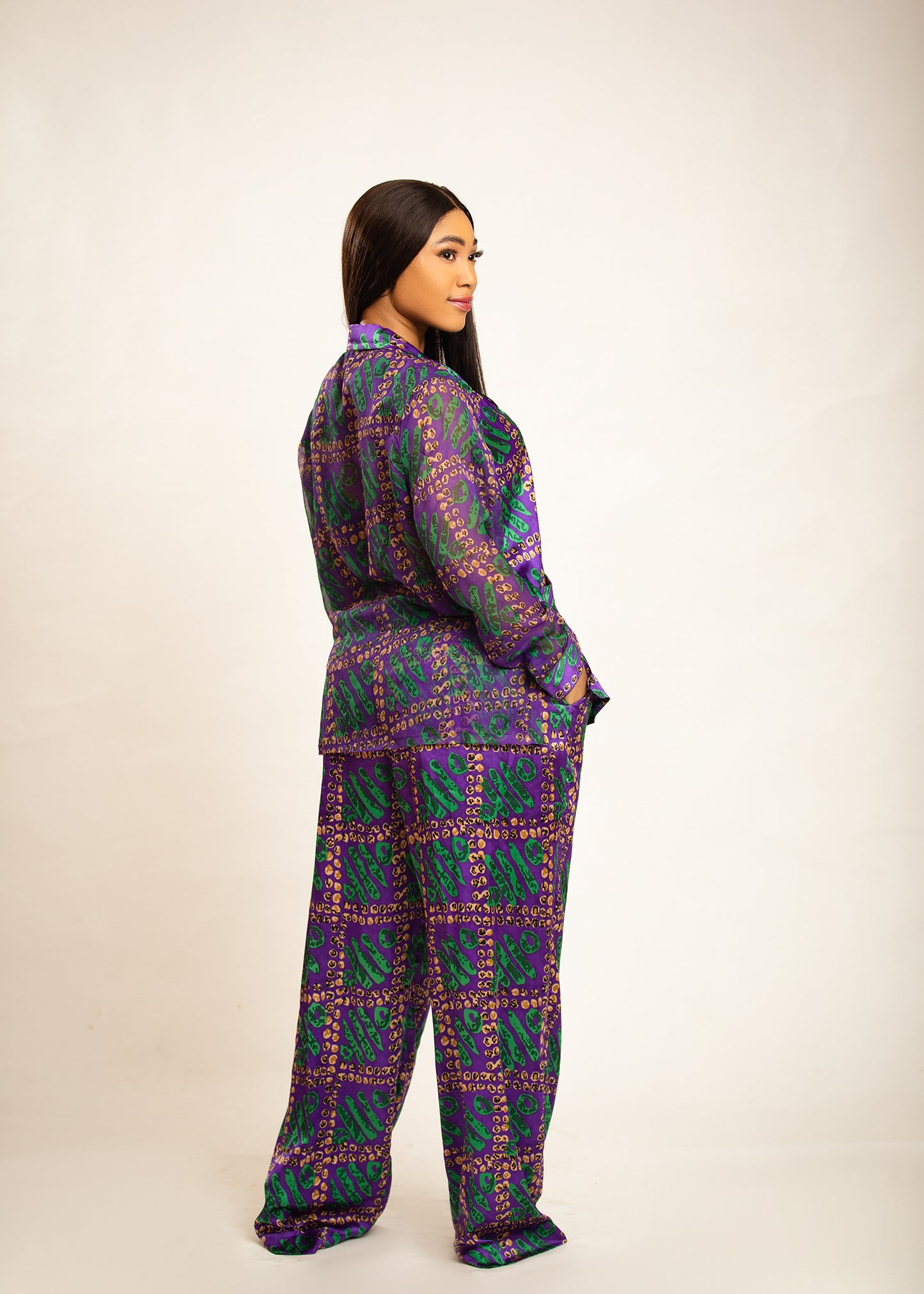 2 Piece Silk/Chiffon Set- Purple